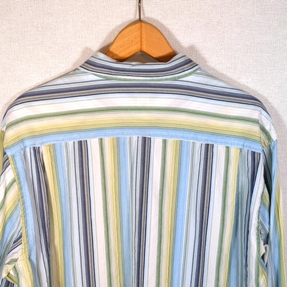 Tommy Bahama Men's Long Sleeve Button Down Shirt Blue Green Stripe Size XL EUC - Picture 6 of 11